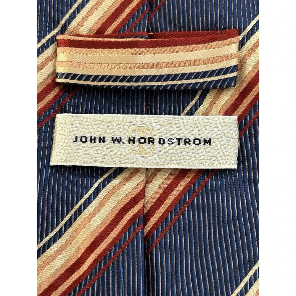 John‎ W. Nordstrom Blue Stripes 100% Silk Made in Italy Men Repp Tie 4
